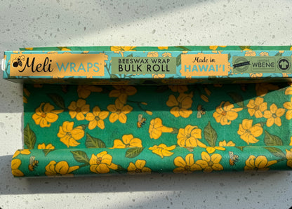 BULK ROLL Beeswax Wrap - Puakenikeni & Bee Print