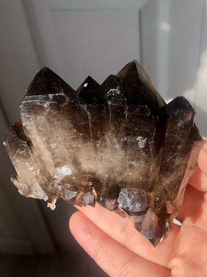 Smoky Quartz Cluster – Rare Multi-Point Formation, 3"+ Long