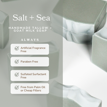 Salt + Sea Bar -- Handmade Tallow Soap Bar