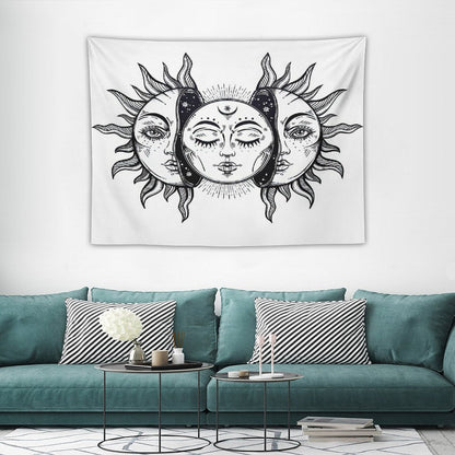 Vintage Solar Sun And Moon Tapestry