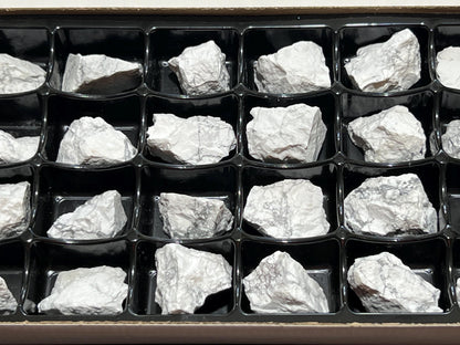 White Howlite Rough Raw Stones (24 Pcs) Boxed Flat