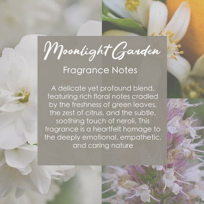 Moonlight Garden Crystal Candle with Fluorite, Rose, & Quartz | Coconut-Soy Wax Candle, 9oz