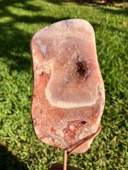 Pink Amethyst High Quality Slab on Stand