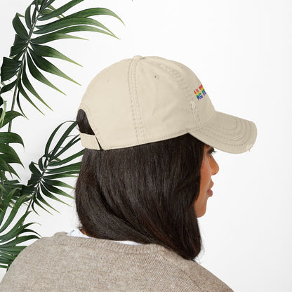 Bespattered Facade "All the Colors" Rainbow Embroidered Distressed Dad Hat