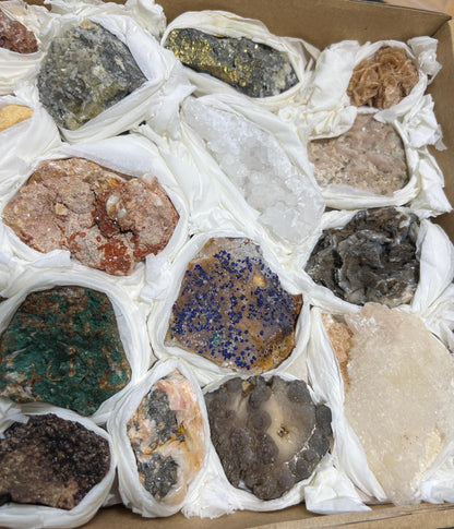 Morocco Mixed Minerals Crystal Druzy Collection Large Boxed Flat Wholesale