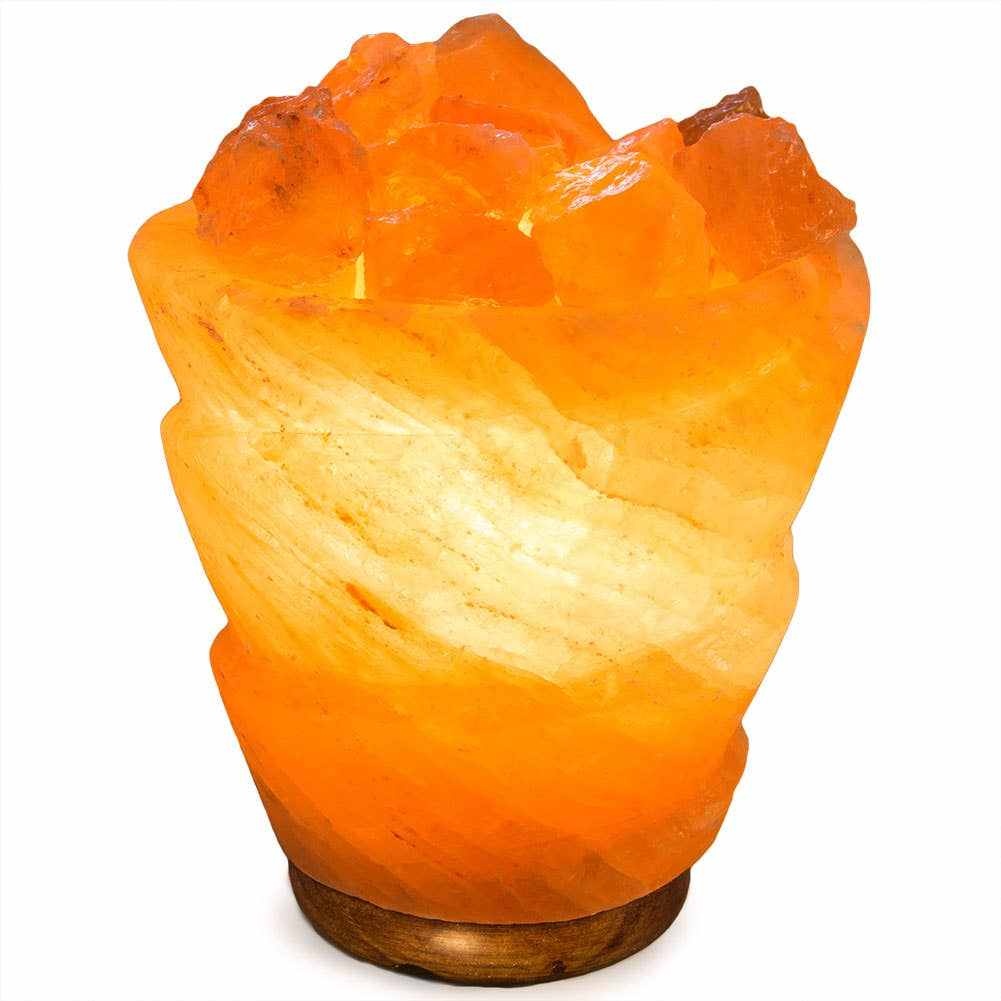 Funnel w/ Chunks Salt Lamp  - 9.5" avg. - Cord, Bulb, Dimmer