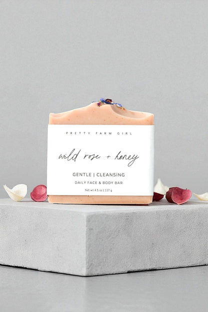 Wild Rose + Honey -- Handmade Tallow Soap Bar