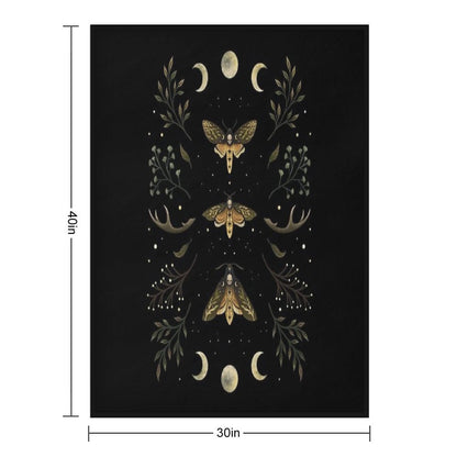 Death Head Moths Night Throw Blanket