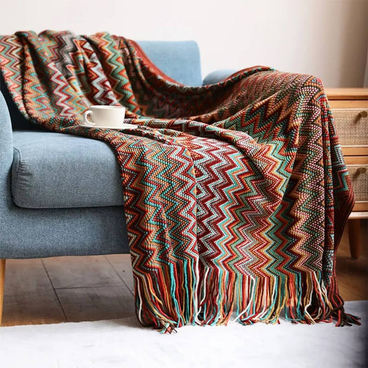 Zigzag Boho Throw Blanket