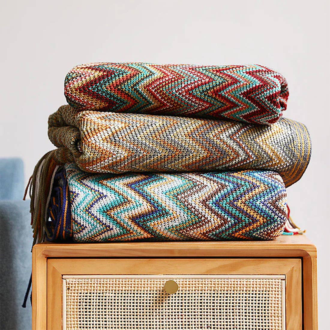 Zigzag Boho Throw Blanket