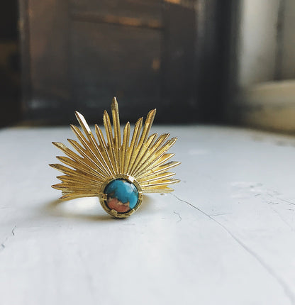 Sun Goddess Ring with Copper Turquoise