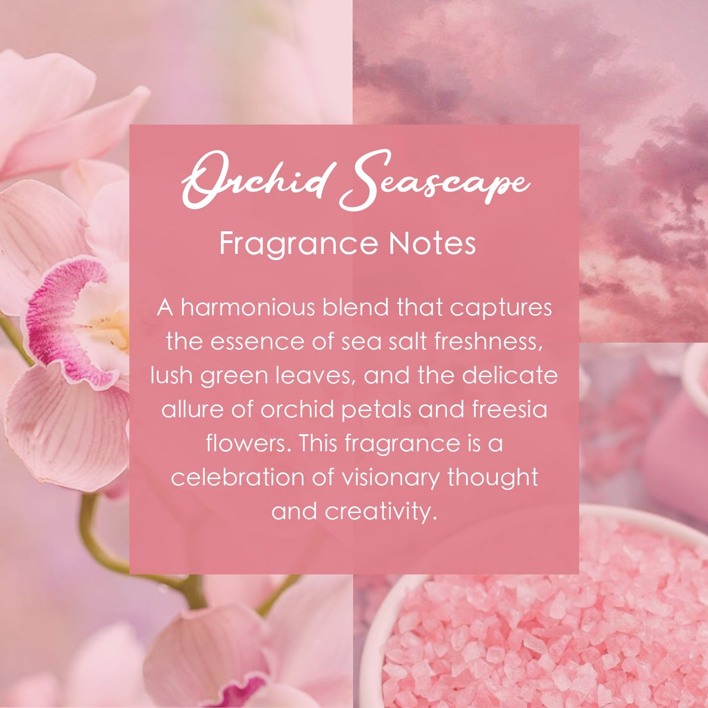 Orchid Seascape Crystal Candle with Amethyst, Rose, and Quartz | Coconut-Soy Wax Candle, 9oz