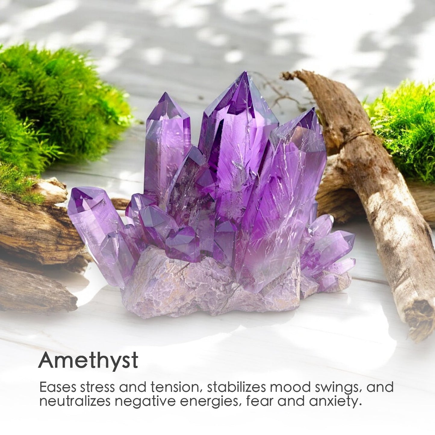 Cypress Mist Crystal Candle with Amethyst | Coconut-Soy Wax Candle, 9oz