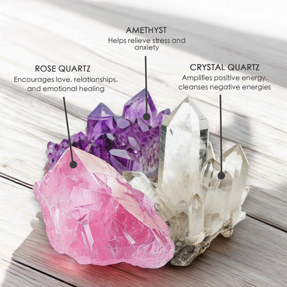 Orchid Seascape Crystal Candle with Amethyst, Rose, and Quartz | Coconut-Soy Wax Candle, 9oz