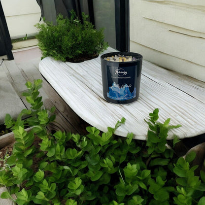 Arctic Winds Crystal Candle with Citrine, Amethyst, & Quartz | Coconut-Soy Wax Candle, 9oz