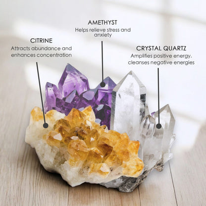 Arctic Winds Crystal Candle with Citrine, Amethyst, & Quartz | Coconut-Soy Wax Candle, 9oz