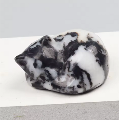 Crystal Sleeping Cat Statue