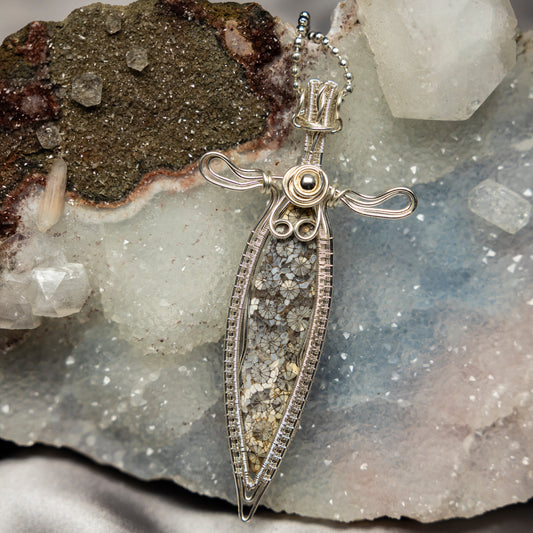 Agatized Coral Wire Wrap Crystal Pendant