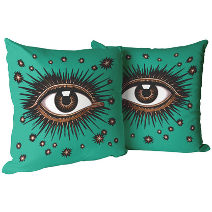 "All Seeing Eye"  - Throw Pillow (Teal)