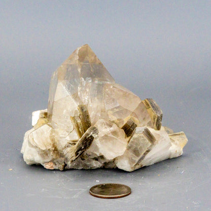 Amazing Clear Quartz Cluster with Book Muscovite (Mica) On Calcite "Rare AAAA+"