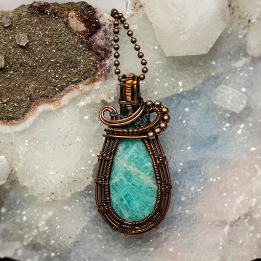 Amazonite Wire Wrap Crystal Pendant
