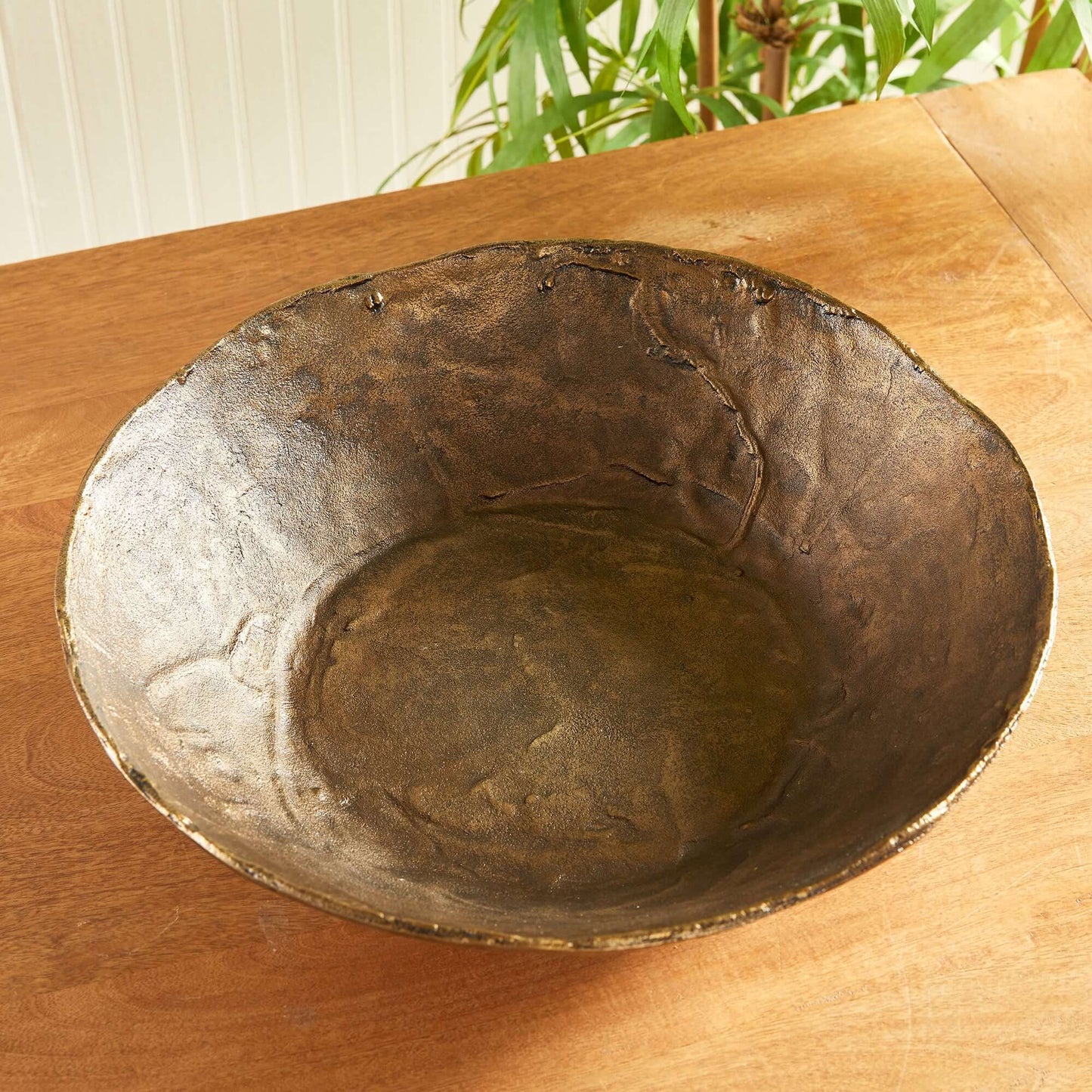 Antique Brass Decorative Bowl with Organic Rim