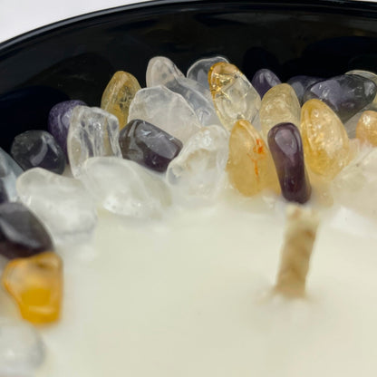 Arctic Winds Crystal Candle with Citrine, Amethyst, & Quartz | Coconut-Soy Wax Candle, 9oz