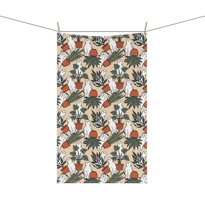 Ghosts and potted plants Tea Towels for Halloween season or spooky vibe. Gift for plant lovers and Halloween lovers.