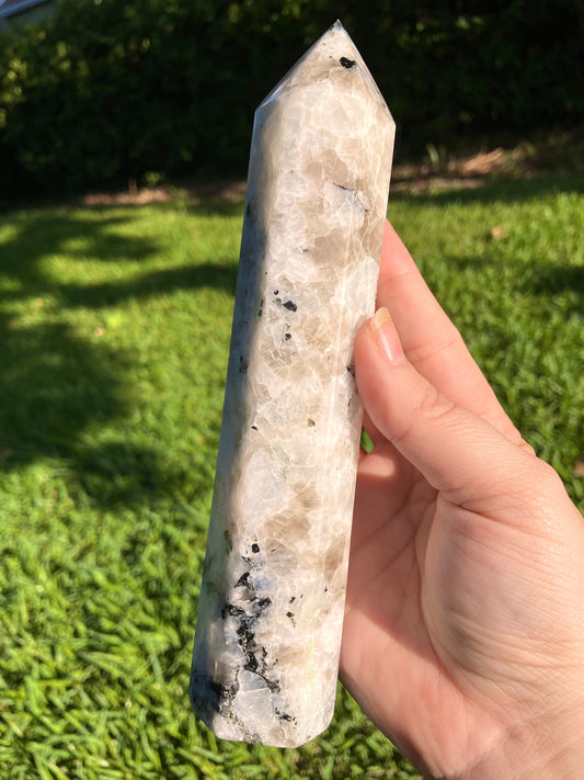 Rainbow Moonstone Tower – Natural Crystal Point for Healing & Energy Work