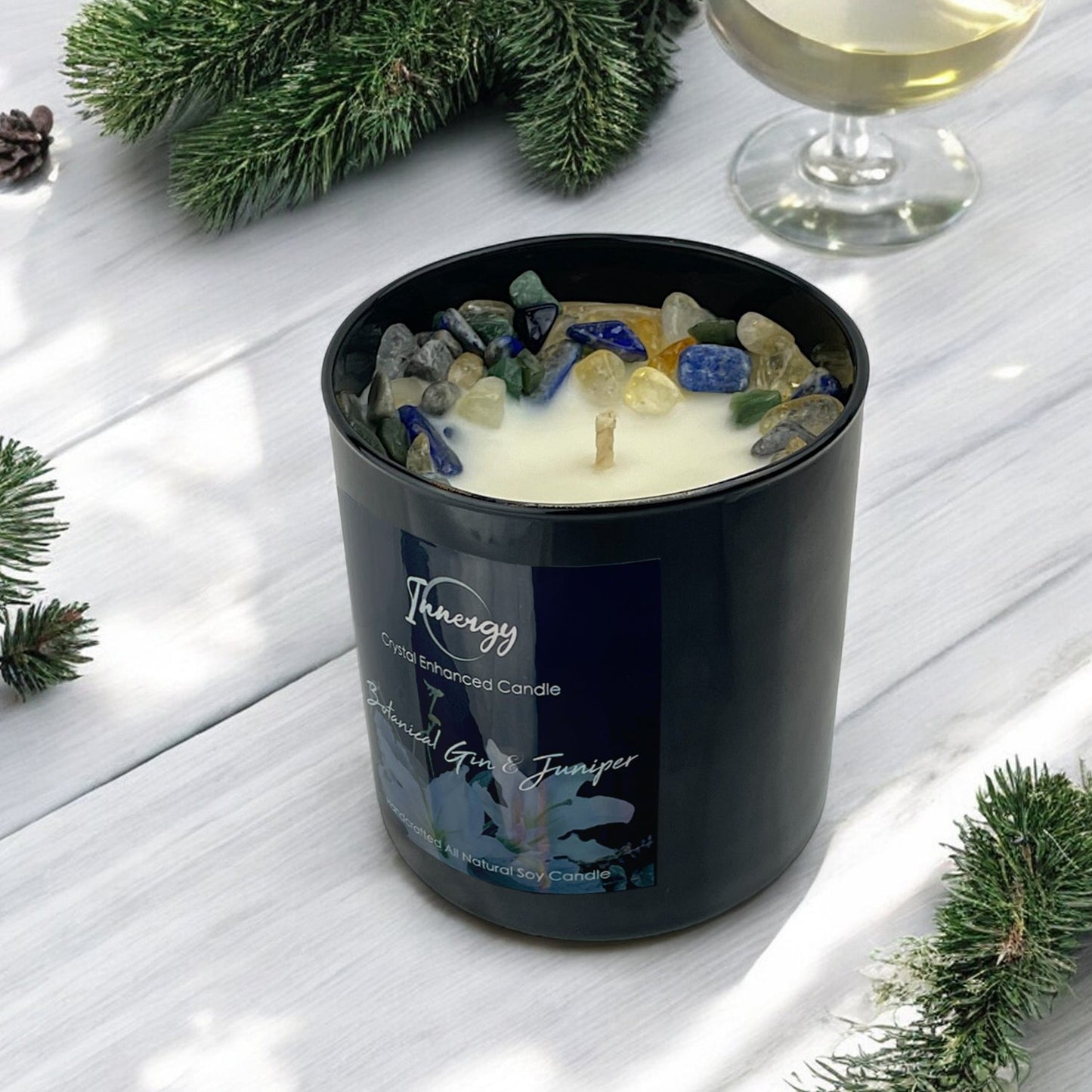 Botanical Gin & Juniper Crystal Candle, 9oz