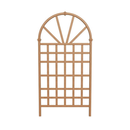 77-inch Outdoor Light Brown Vinyl Lattice Garden Trellis with Arched Top