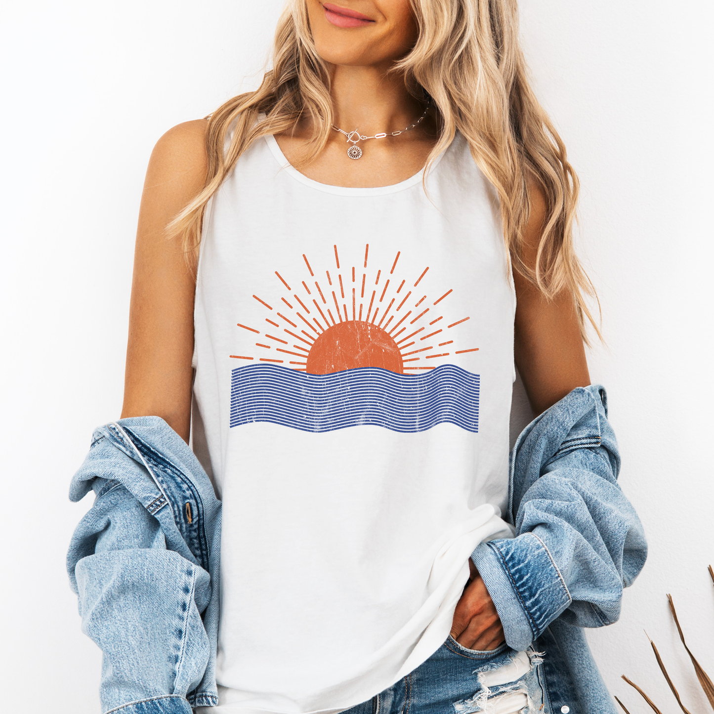 Beach Sunset, Minimalist - Tank Top