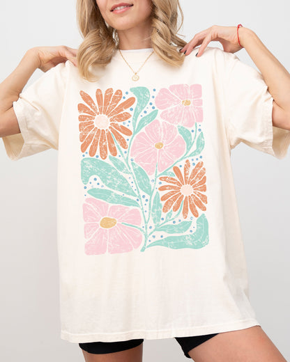 Bohemian Abstract Flowers - Comfort Colors TShirt