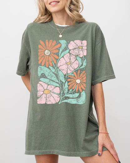Bohemian Abstract Flowers - Comfort Colors TShirt