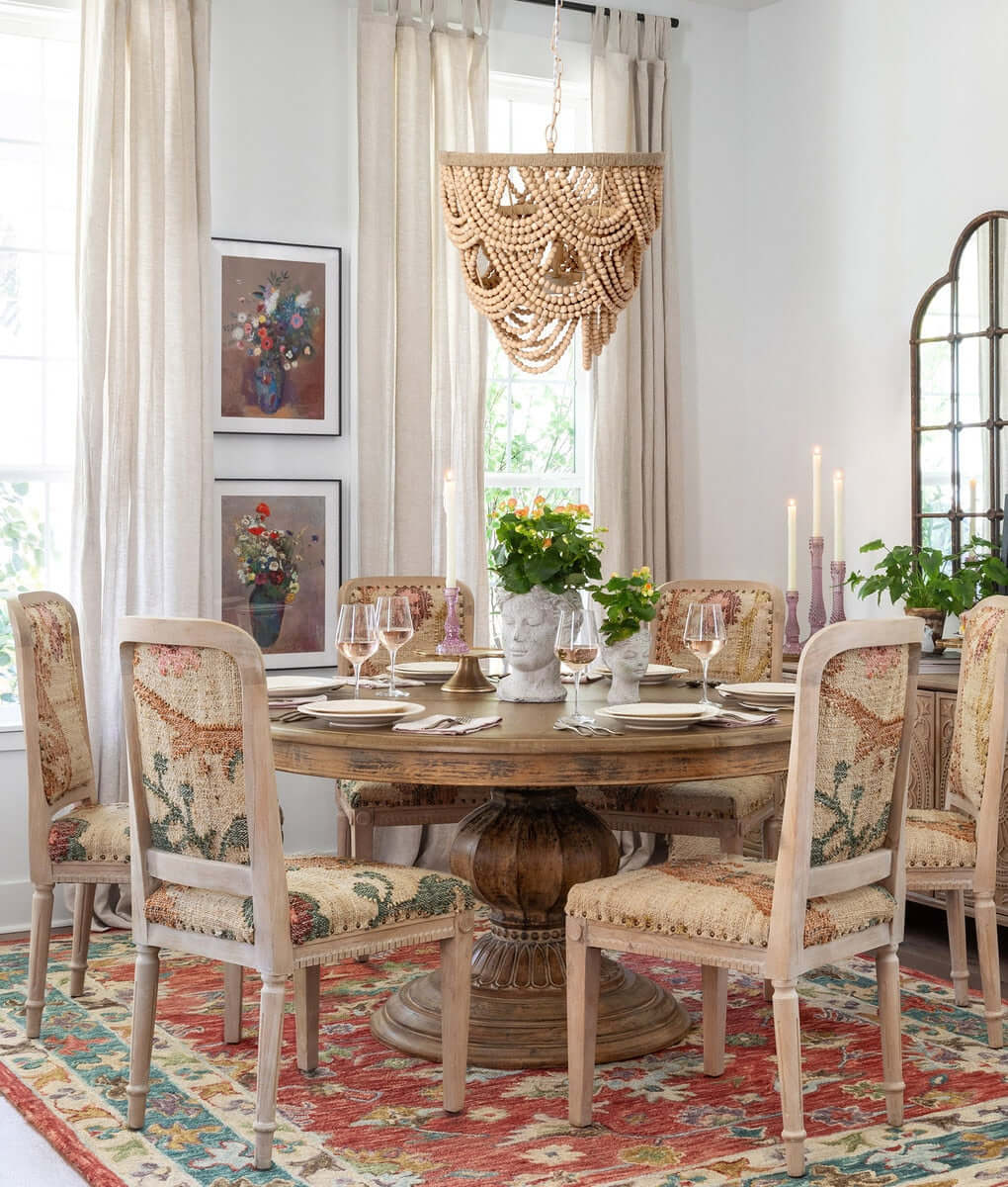 Boho Wood Beaded Chandelier