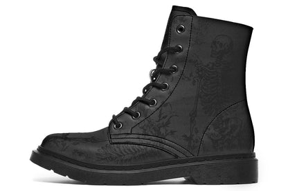 Vegan Ankle Boots - Skeleton Toile De Jouy - Black on Black