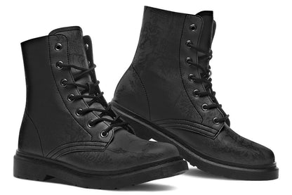 Vegan Ankle Boots - Skeleton Toile De Jouy - Black on Black