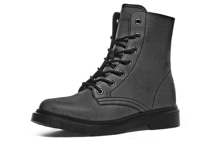 Vegan Ankle Boots - Spider Webs - Black on Black