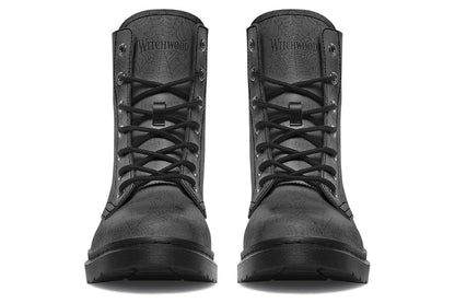 Vegan Ankle Boots - Spider Webs - Black on Black