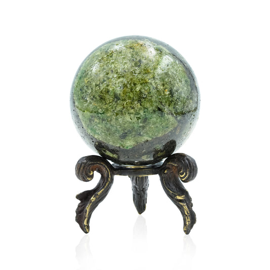 Starborn Arizona Peridot Sphere with Brass Decorative Display Stand
