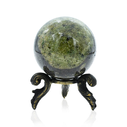 Starborn Arizona Peridot Sphere with Brass Decorative Display Stand