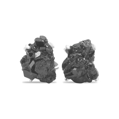 Starborn Black Garnet Crystal Post Earrings in Sterling Silver