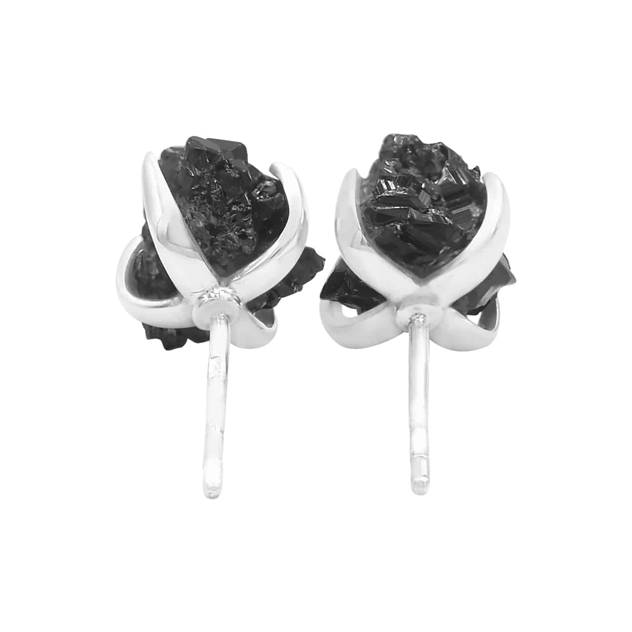 Starborn Black Garnet Crystal Post Earrings in Sterling Silver