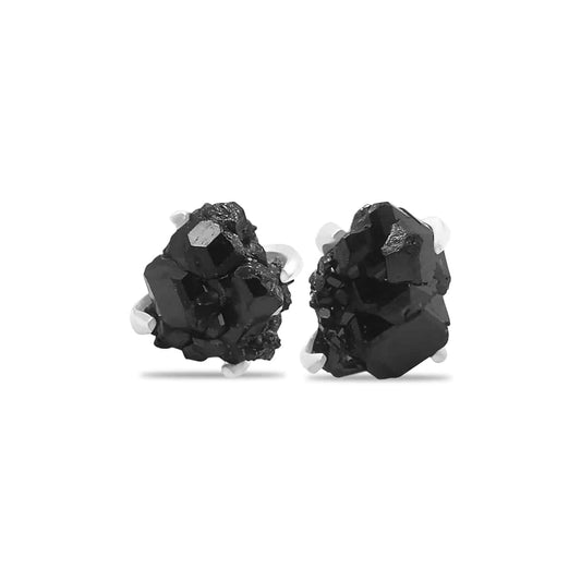 Starborn Black Garnet Crystal Post Earrings in Sterling Silver