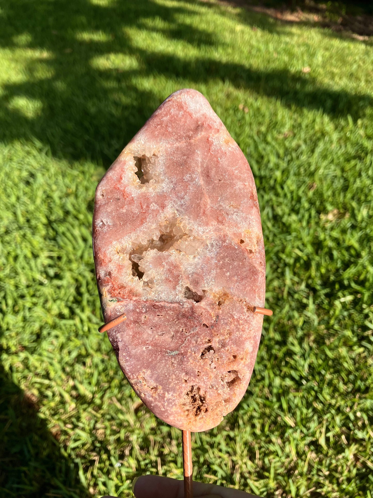 Pink Amethyst High Quality Slab on Stand – Rare Crystal Display Piece