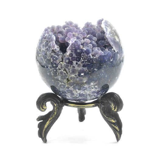 Starborn Grape Chalcedony Display Sphere with Brass Stand