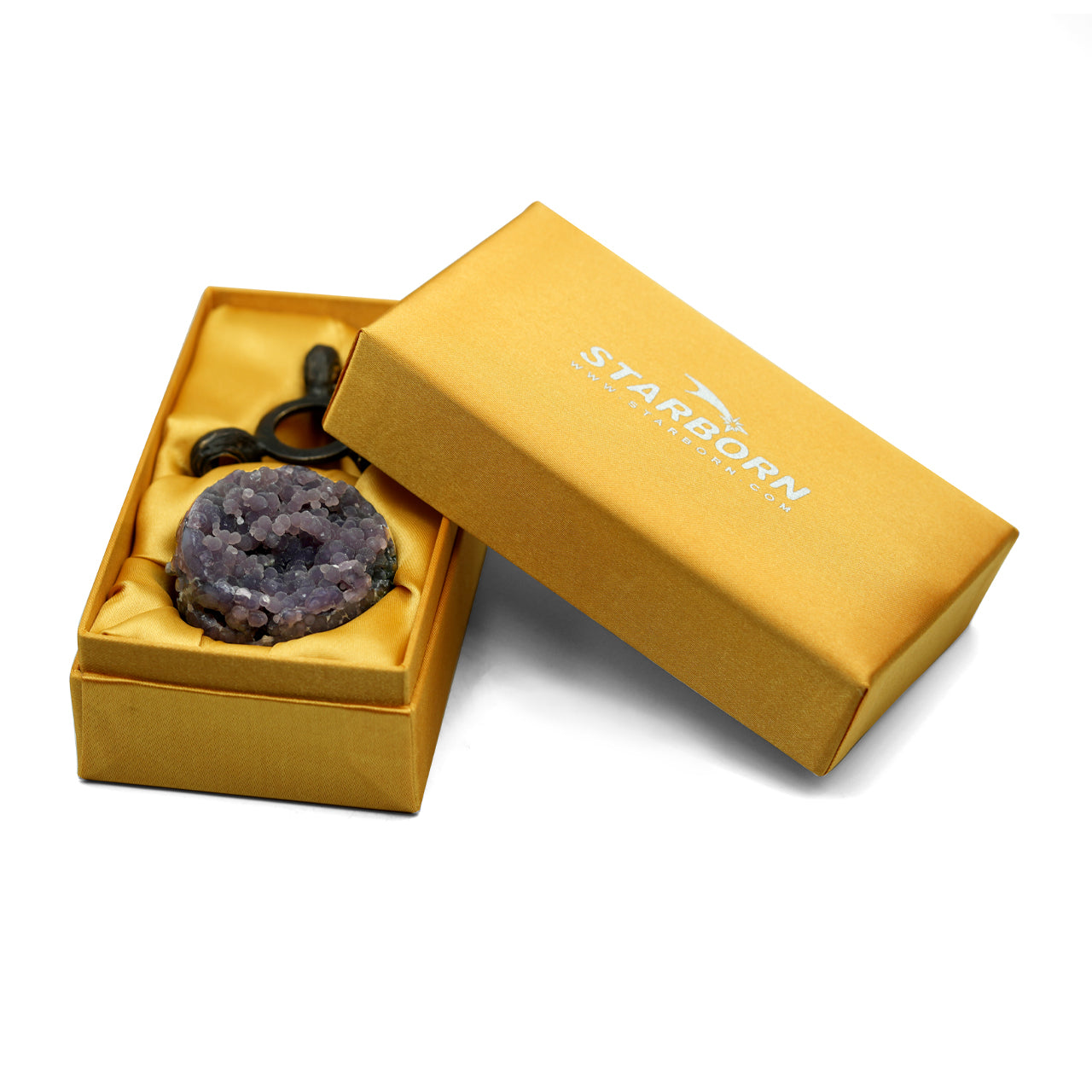 Starborn Grape Chalcedony Display Sphere with Brass Stand