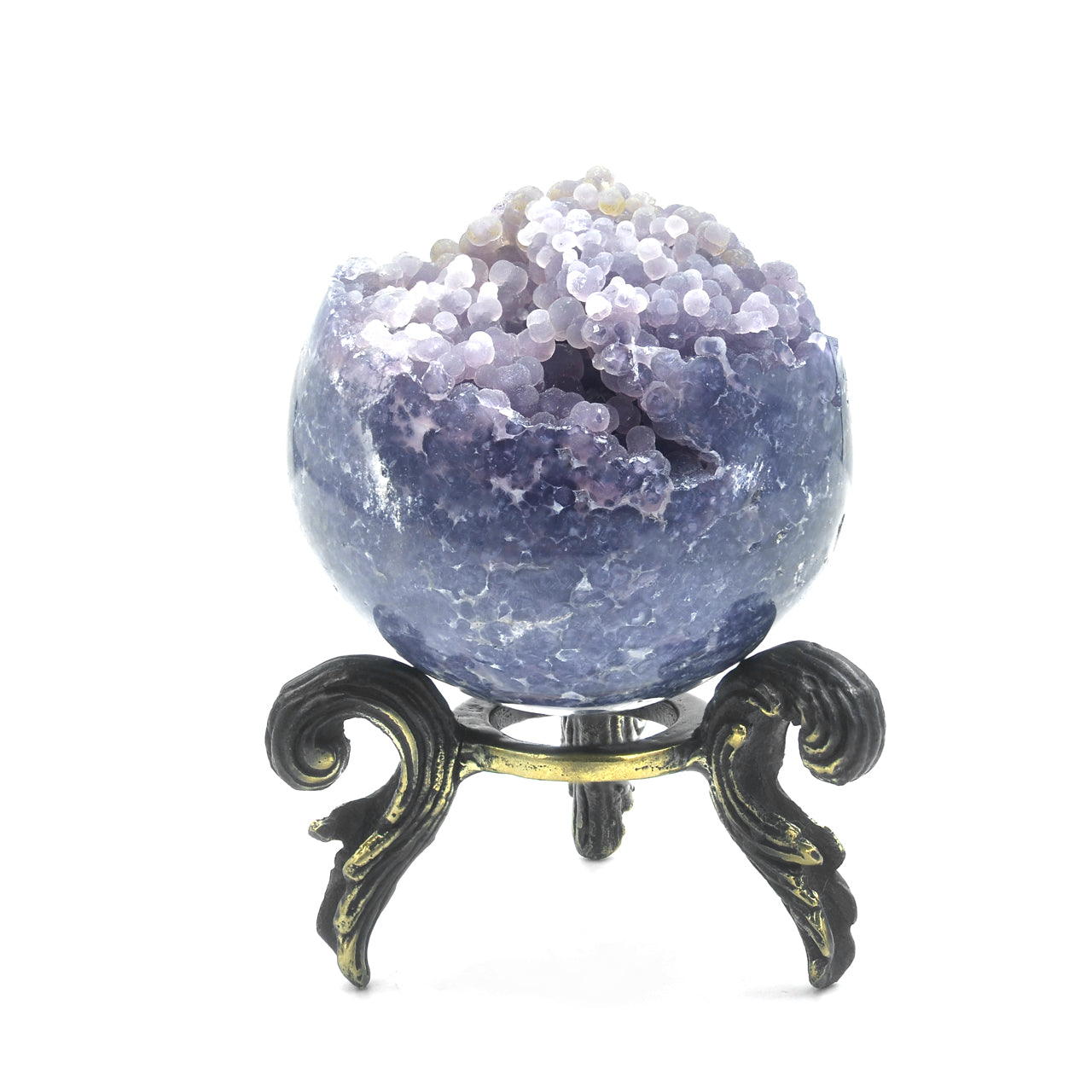 Starborn Grape Chalcedony Display Sphere with Brass Stand