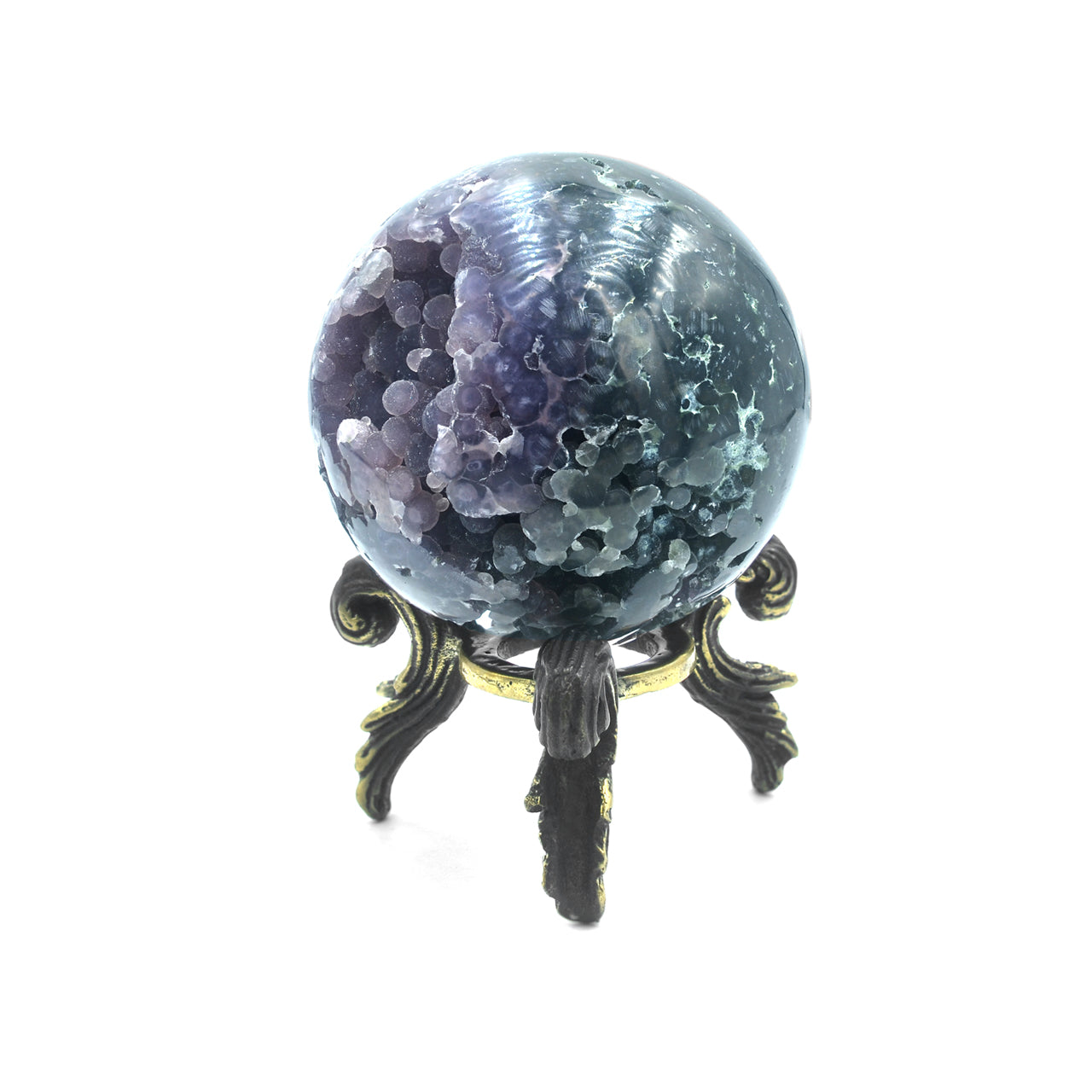Starborn Grape Chalcedony Display Sphere with Brass Stand
