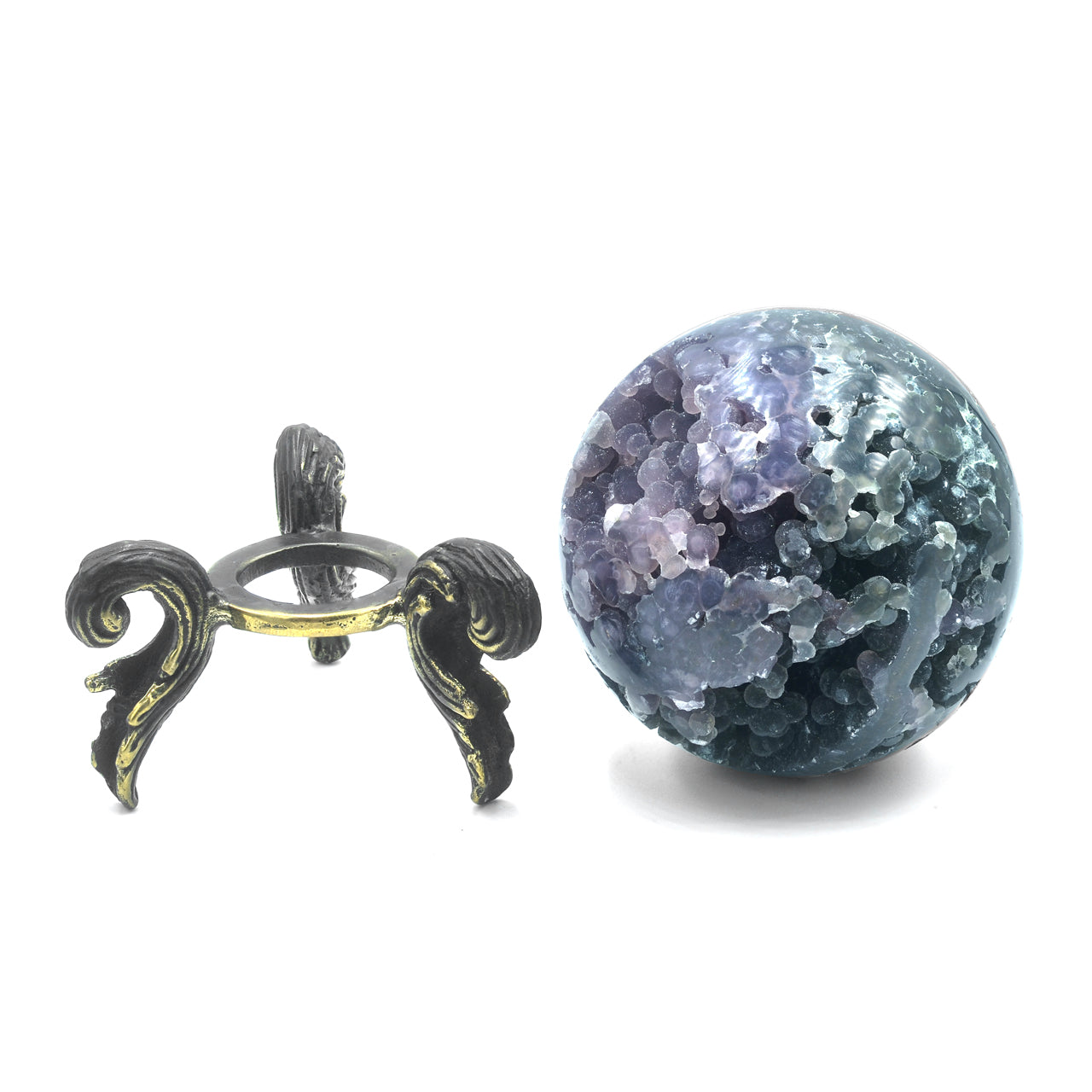 Starborn Grape Chalcedony Display Sphere with Brass Stand